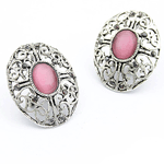 P87875 Pink bead antique silver wholesale korea earstuds