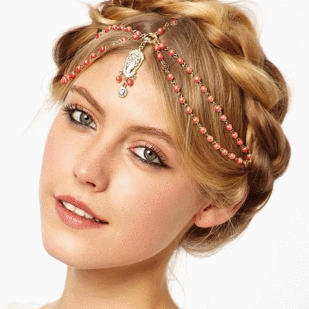 A-ZL-red Bridesmaid red bead elegant headchain malaysia shop - Click Image to Close