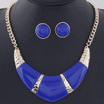 C015074874 Blue moon gold choker necklace and earstuds set - Click Image to Close