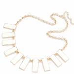C11051477 White elegance rectangle dangling short necklace