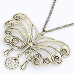 C11053056 Butterfly shiny dangling bead korea long necklace shop