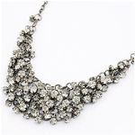P80072 Elegance black shiny crystals korea short necklace