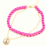 P96565 Light gold peace pink bracelet korean accessories