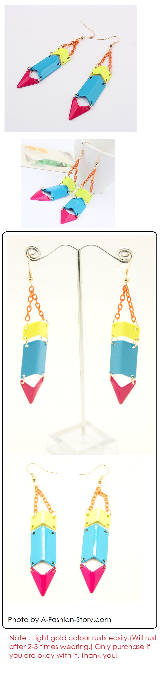 P93054 Colourful arroa dangling earrings wholesale accessories