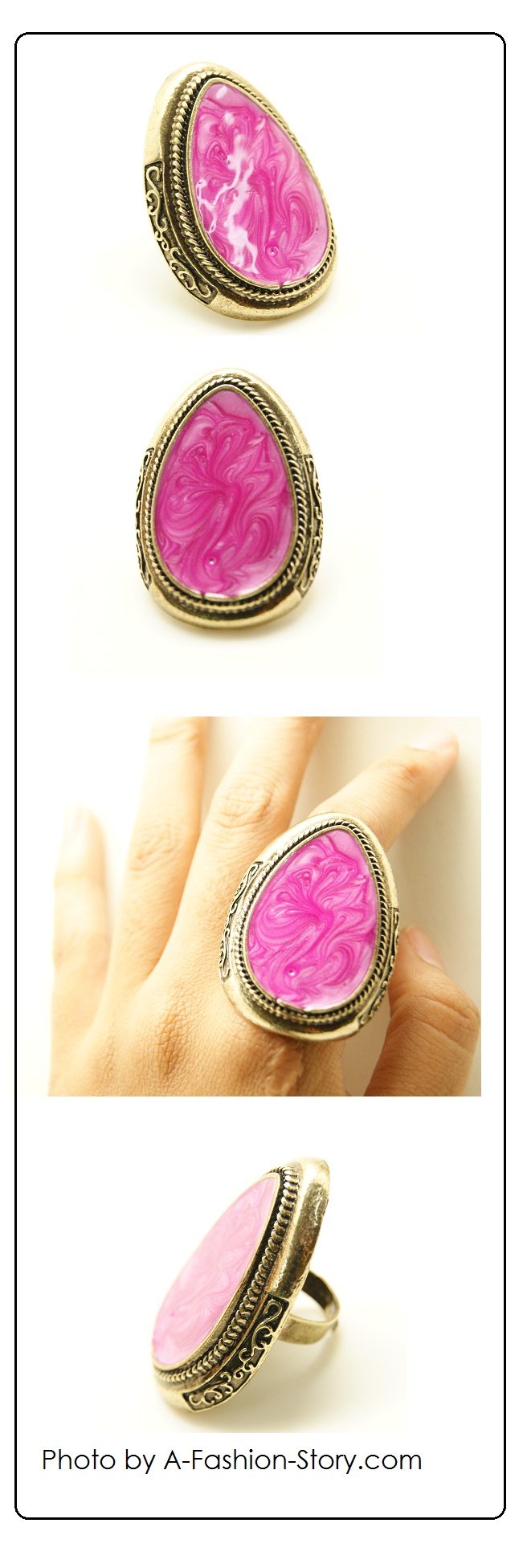 C09041219 Pink vintage chunky ring korean accessories malaysia