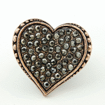 C10051621 Shiny crystals heart korean chunky ring accessories