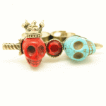 C10051141 Colourful skeleton korea two fingers ring accessories