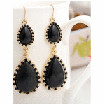 A47731 Light gold black beads korean earrings wholesale