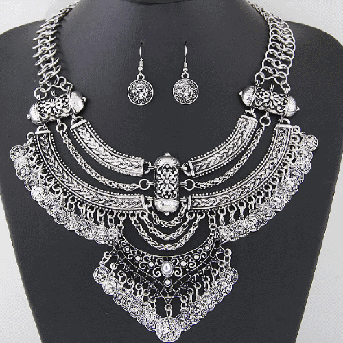 C015075662 Elegant charms choker necklace earrings set - Click Image to Close