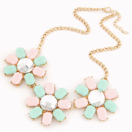 C08110186 Spring mint pink & green flower choker necklace shop - Click Image to Close