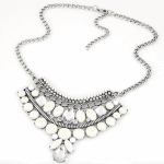 C10123045 White beads crystal white korean choker necklace - Click Image to Close