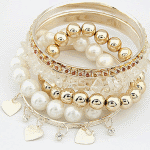 C10051972 Light gold heart dangling korean bangle wholesale
