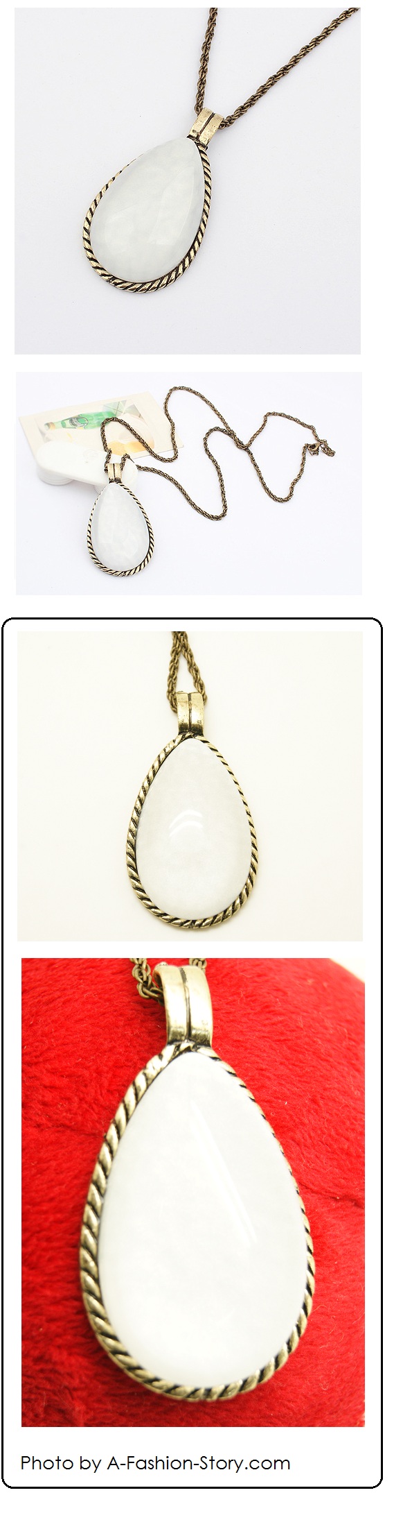 P92713 Vintage white bead long necklace malaysia accessories